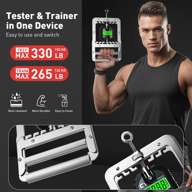 Coreacme 2-In-1 Digital Hand Grip Strength Tester & Trainer with Case and Batteries, Fitness & Rehab Grip Exerciser,Home Gym, Grip Strengthener Challenge,Fitness Essentials, Core Exercise