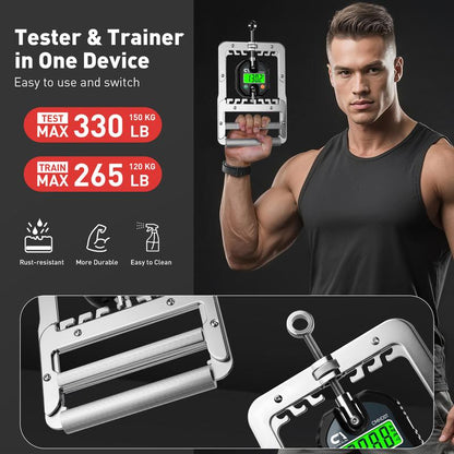 Coreacme 2-In-1 Digital Hand Grip Strength Tester & Trainer with Case and Batteries, Fitness & Rehab Grip Exerciser,Home Gym, Grip Strengthener Challenge,Fitness Essentials, Core Exercise