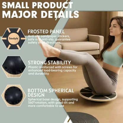 Soulyis Wooden Balance Board, Used for Core Stability Training, 360-Degree Rotation, Non-Slip, Rehabilitation Training, and Balance Training.