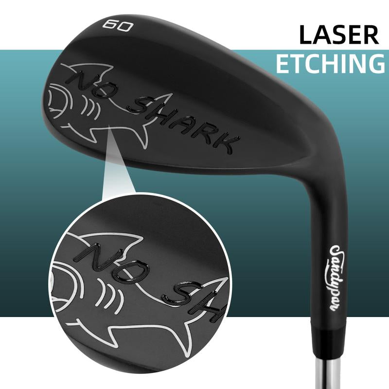 WUDAY Matte Low CG Golf Sand Wedge Loft 52°/56°/60° Laser NO-SHARK Logo CNC Milled Lob Wedge with S.S 431 Stepped Steel Shaft & Anti-Slip Grip Tour Satin Wedge Right Hand