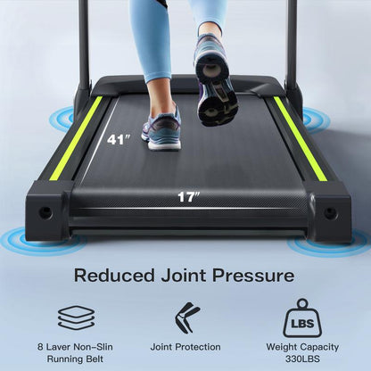 【New Arrival】Folding Treadmills with 41.37"*16.55" Running Beltd, 3.5HP Quiet Walking Pad Treadmill, 0.5-7.5Mph/1-12Kmh,330 Lbs Weight Capacity Four LED Screen Displayincline Treadmill with Handle for Home and Office,